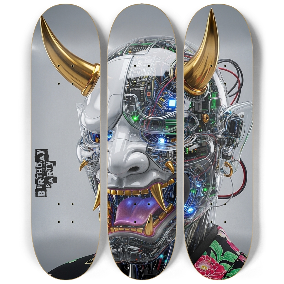 Cyber-Oni Tripic Wall Art